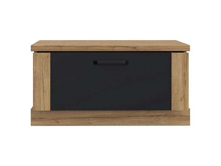 Table basse carrée 85 cm 2 tiroirs décor chêne et noir mat - FARM