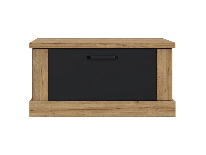 Table basse carrée 85 cm 2 tiroirs décor chêne et noir mat - FARM