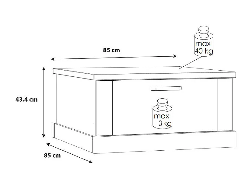 Table basse carrée 85 cm 2 tiroirs décor chêne et noir mat - FARM