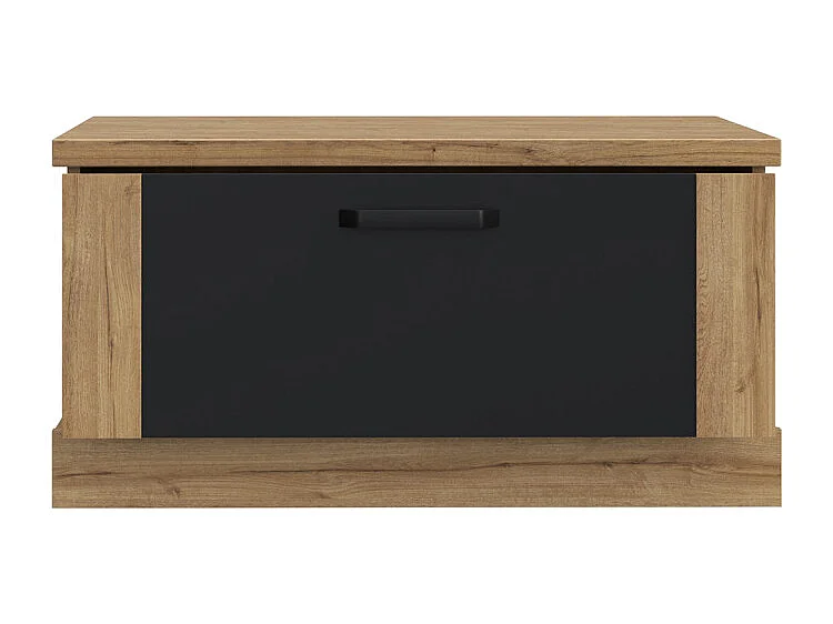 Table basse carrée 85 cm 2 tiroirs décor chêne et noir mat - FARM