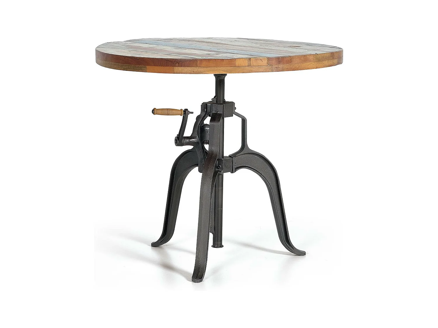 Table à manger en bois d'acacia naturel et pieds en métal noir