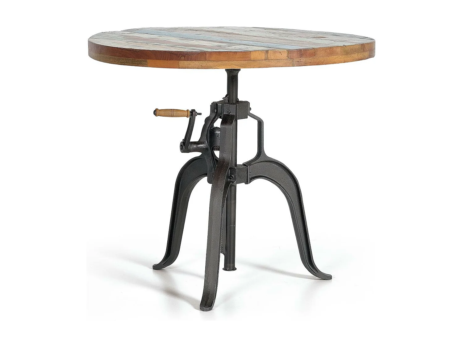 Table à manger en bois d'acacia naturel et pieds en métal noir