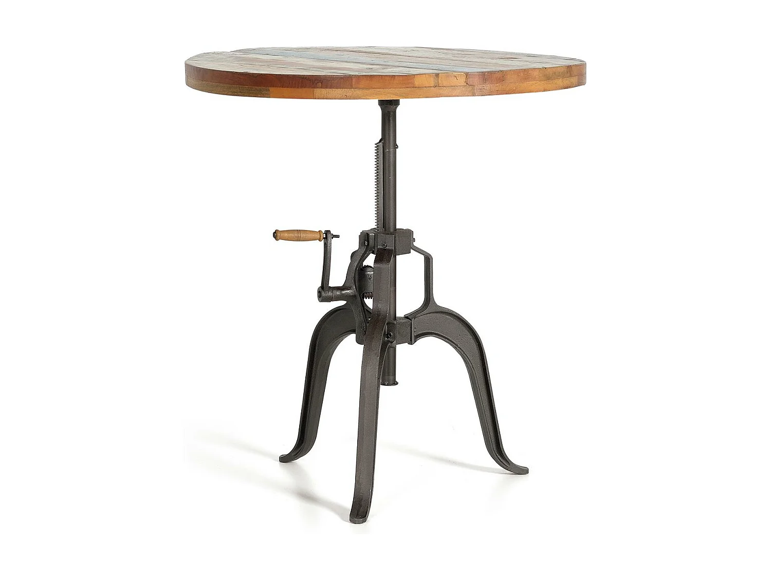 Table à manger en bois d'acacia naturel et pieds en métal noir