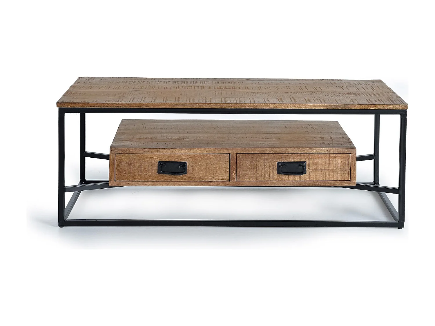 Table basse en bois de manguier et métal