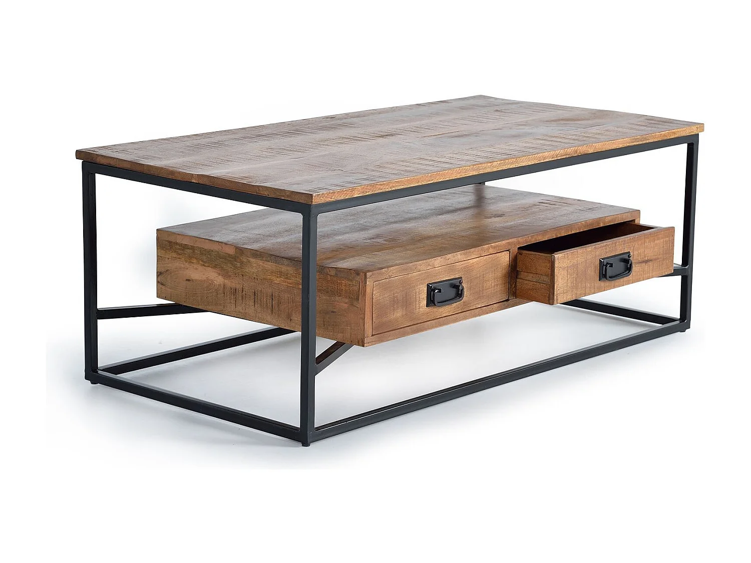 Table basse en bois de manguier et métal