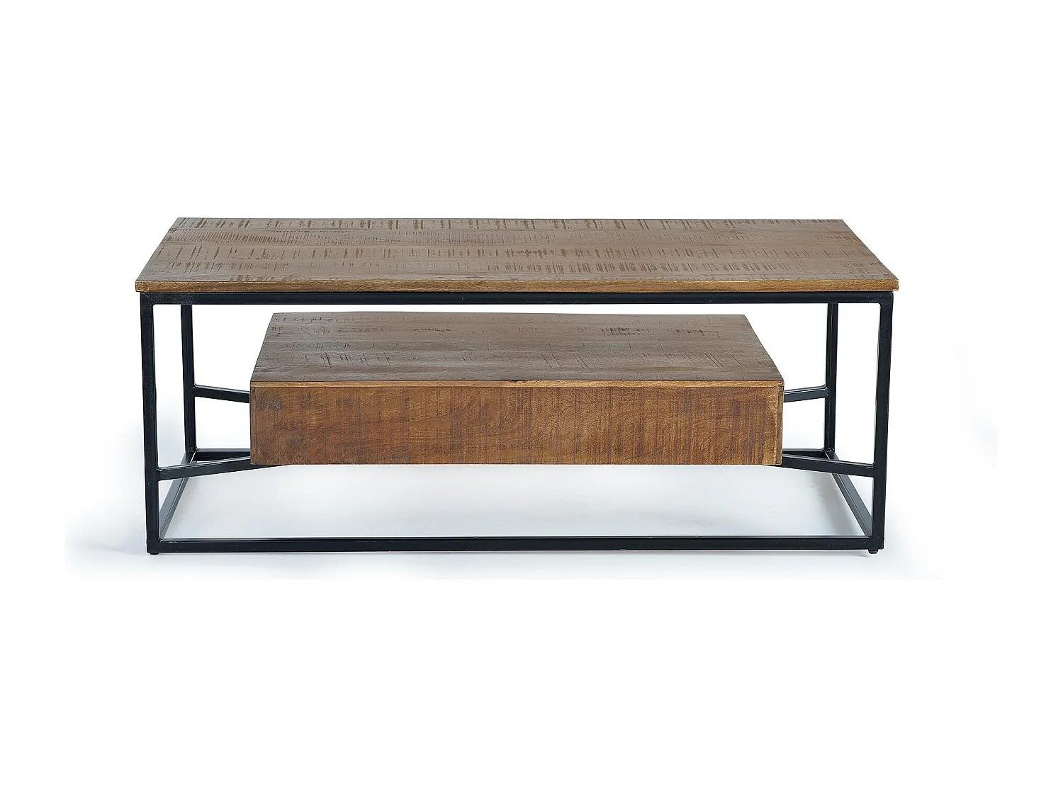 Table basse en bois de manguier et métal