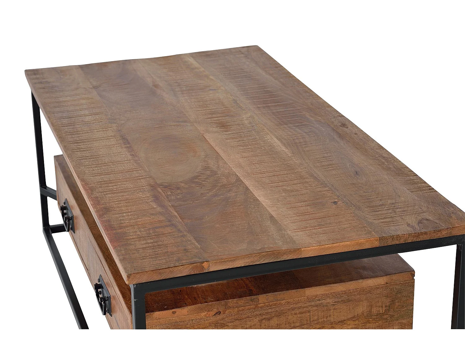Tables basses en bois de manguier 120 cm, style industriel - 45 x 120 x 60 cm