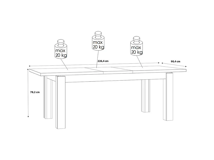 Table de repas extensible 180 à 226 cm décor chêne et noir mat - FARM