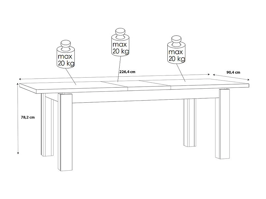 Table de repas extensible 180 à 226 cm décor chêne et noir mat - FARM
