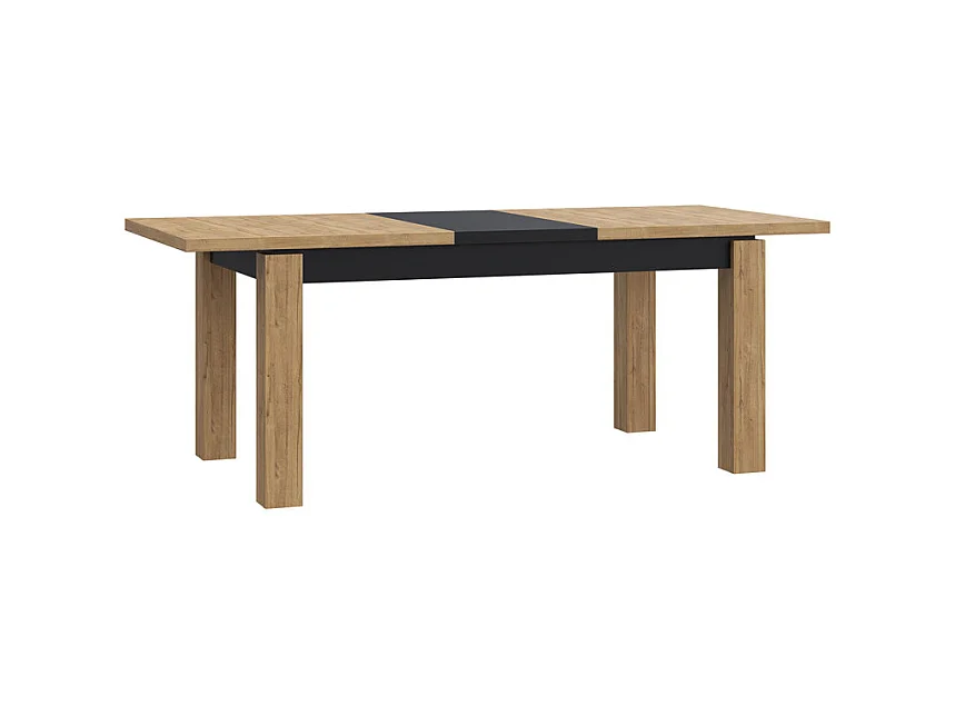 Table de repas extensible 160 à 206 cm décor chêne et noir mat - FARM