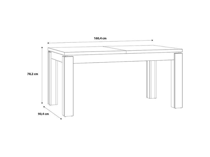 Table de repas extensible 160 à 206 cm décor chêne et noir mat - FARM