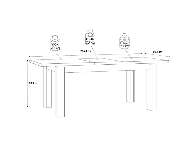Table de repas extensible 160 à 206 cm décor chêne et noir mat - FARM