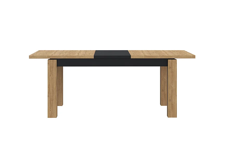 Table de repas extensible 160 à 206 cm décor chêne et noir mat - FARM