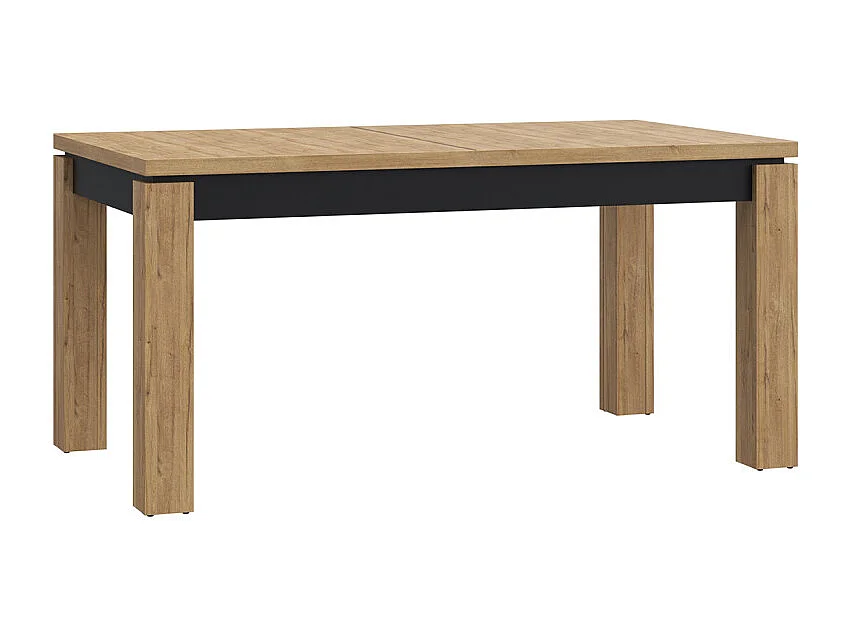Table de repas extensible 160 à 206 cm décor chêne et noir mat - FARM