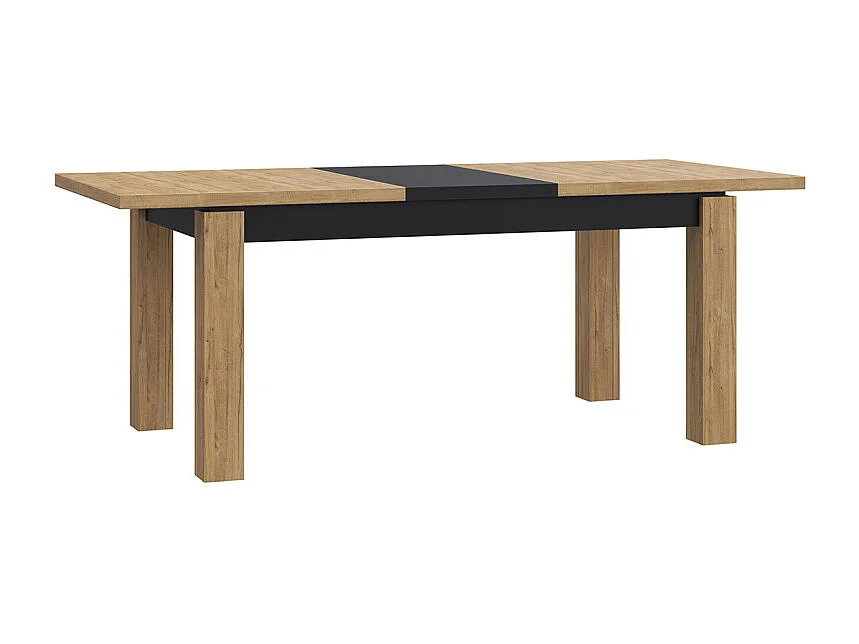 Table de repas extensible 160 à 206 cm décor chêne et noir mat - FARM