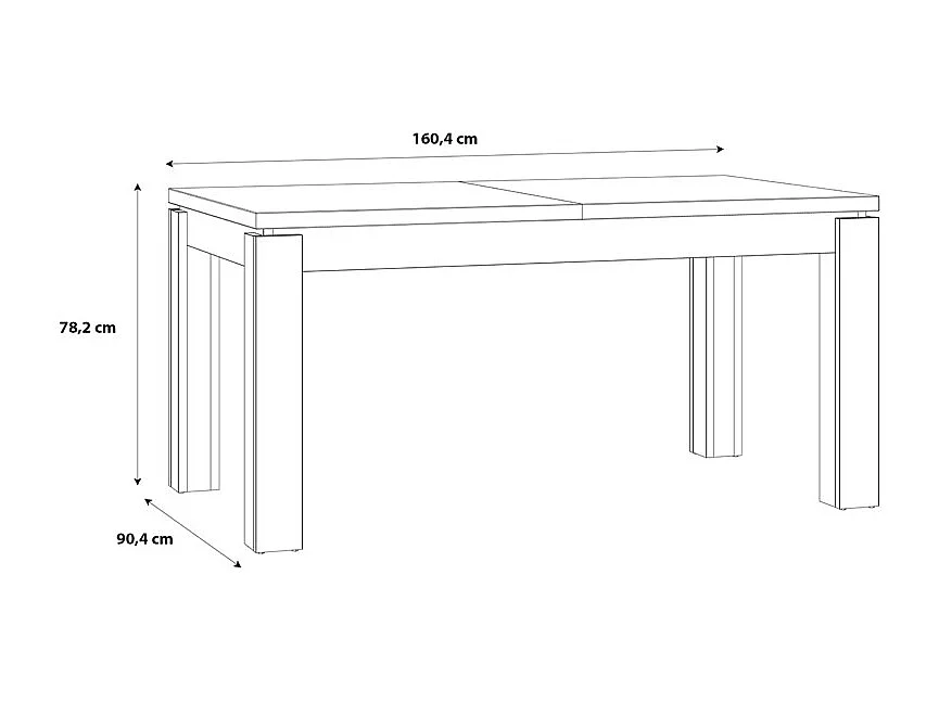 Table de repas extensible 160 à 206 cm décor chêne et noir mat - FARM
