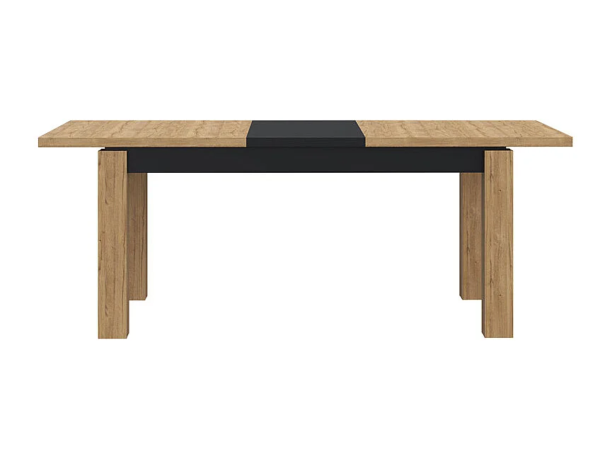 Table de repas extensible 160 à 206 cm décor chêne et noir mat - FARM