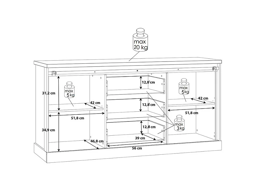 Buffet 174 cm 2 portes coulissantes 3 tiroirs décor chêne noir - FARM