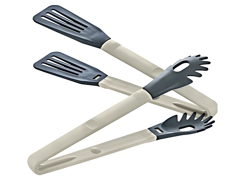 Pinza da cucina 2 in 1 in nylon grigio Herzberg Cooking – Multifunzionale, resistente ad alte temperature, antiaderente