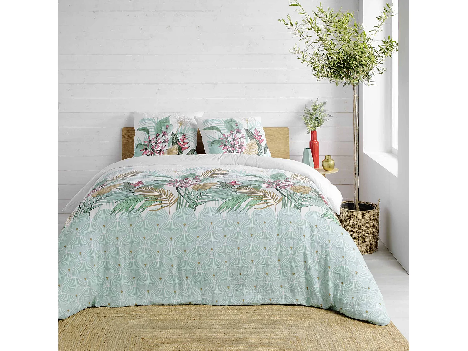 Housse de couette + 2 taies Gaze de coton 240 x 260 cm Tendance Costa rica