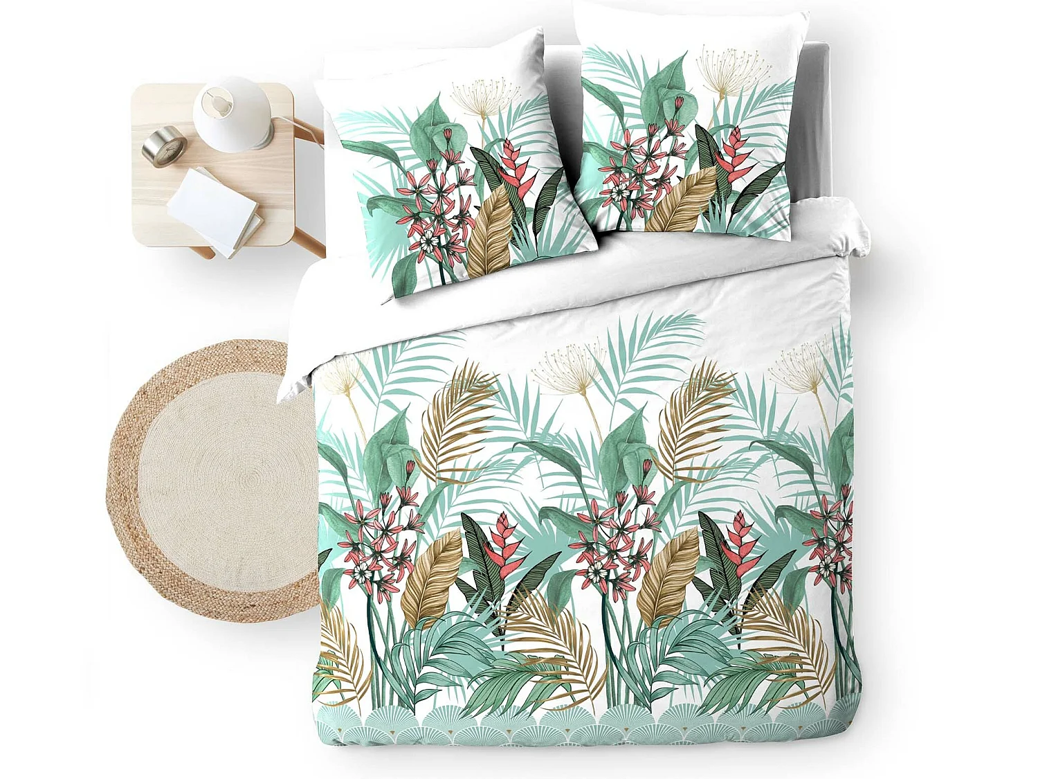 Housse de couette + 2 taies Gaze de coton 220 x 240 cm Tendance Costa rica