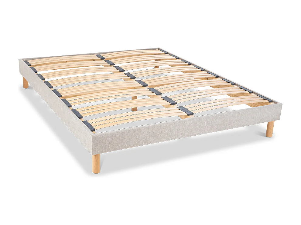BELLECOUR LITERIE | Sommier à lattes en bois CAPITOLE 180x200 cm | Coloris Gris clair | Livré en kit