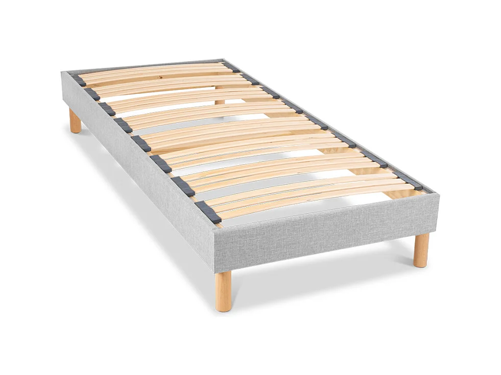 BELLECOUR LITERIE | Sommier à lattes en bois CAPITOLE 90x190 cm | Coloris Gris clair | Livré en kit