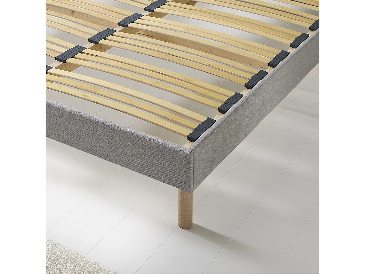Sommier à lattes bois Capitole 90x190 cm - Tri-lattes ergonomiques - Gris clair