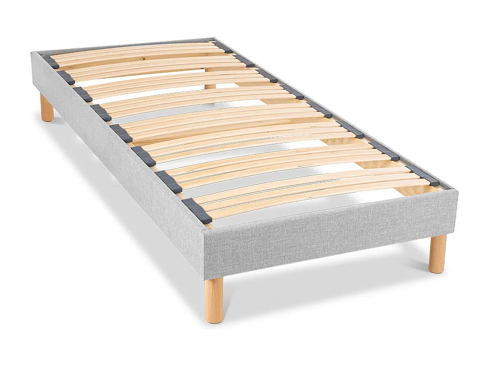 BELLECOUR LITERIE | Sommier à lattes en bois CAPITOLE 90x200 cm | Coloris Gris clair | Livré en kit