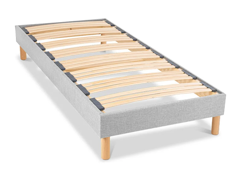 BELLECOUR LITERIE | Sommier à lattes en bois CAPITOLE 90x200 cm | Coloris Gris clair | Livré en kit