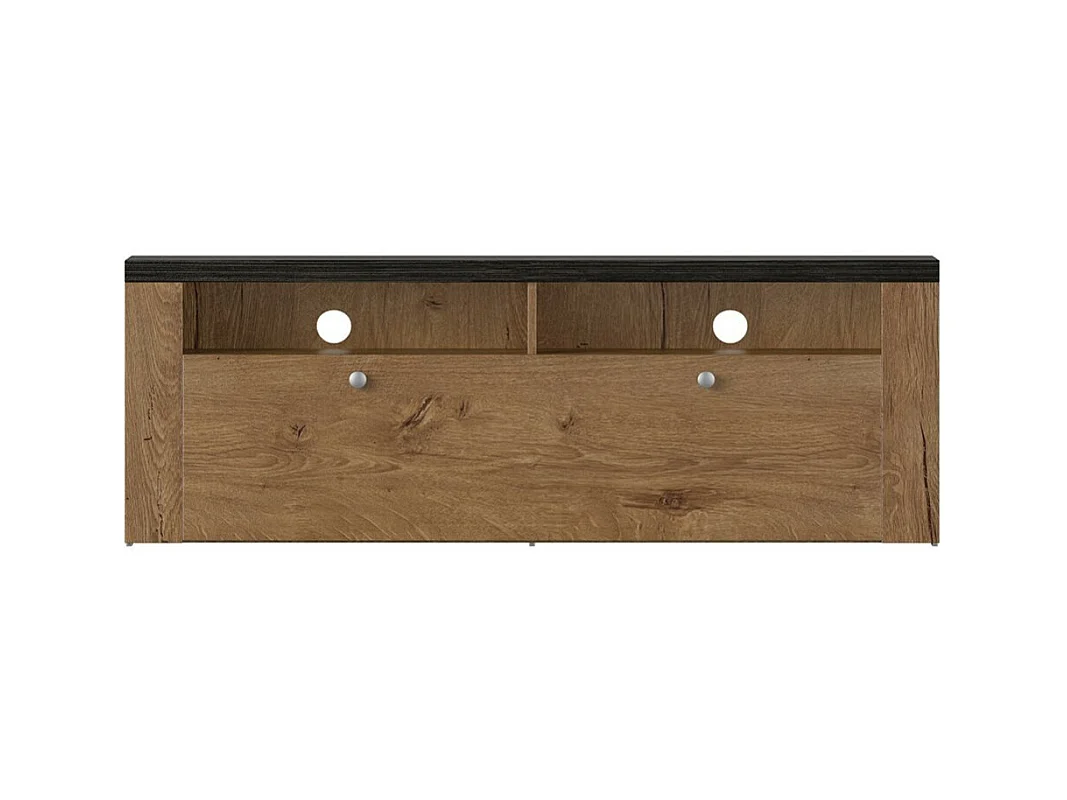 Móvel para TV 140cm coleção SANTIAGO. Cor carvalho e preto com efeito de madeira. 1 Porta.