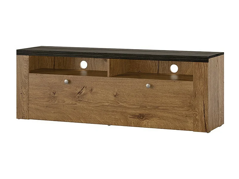 TV-meubel 140cm collectie SANTIAGO. Kleur eiken en zwart, hout effect. 1 Deur