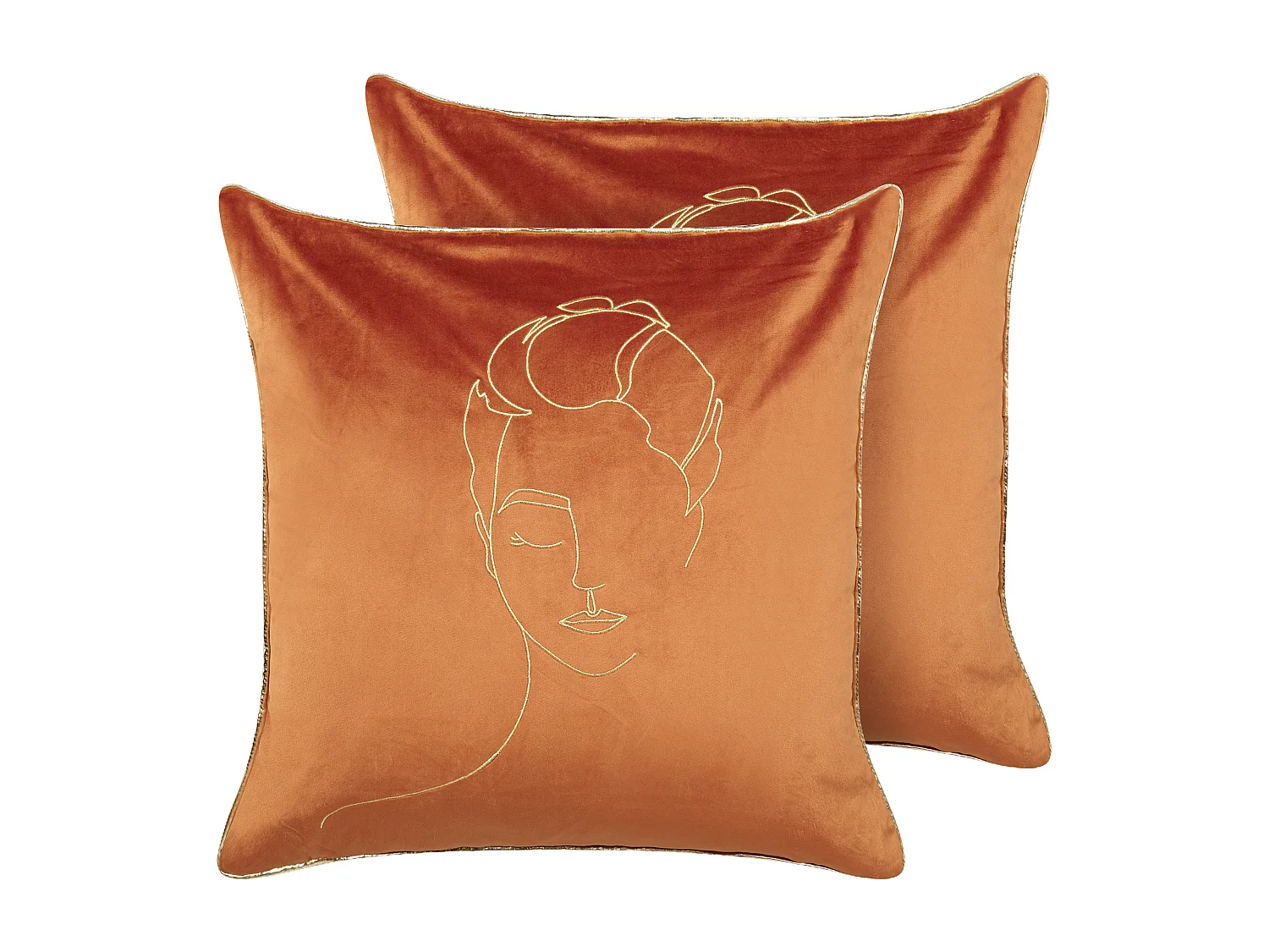 Set van 2 decoratieve kussens CROCUS Fluweel 45 x 45 cm Oranje Abstract patroon