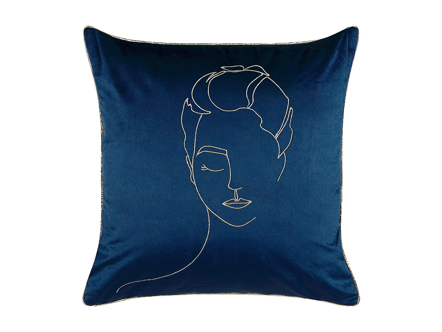 Lot de 2 coussins décoratifs CROCUS Velours 45 x 45 cm Bleu foncé Motif abstrait