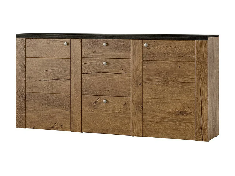 Design-Buffet 175cm für Wohnzimmer in Eichen- und Schwarzholzoptik, Kollektion SANTIAGO.