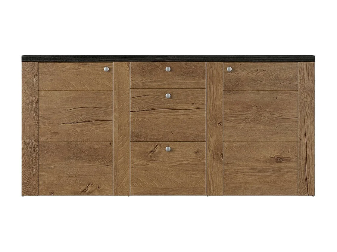 Design-Buffet 175cm für Wohnzimmer in Eichen- und Schwarzholzoptik, Kollektion SANTIAGO.