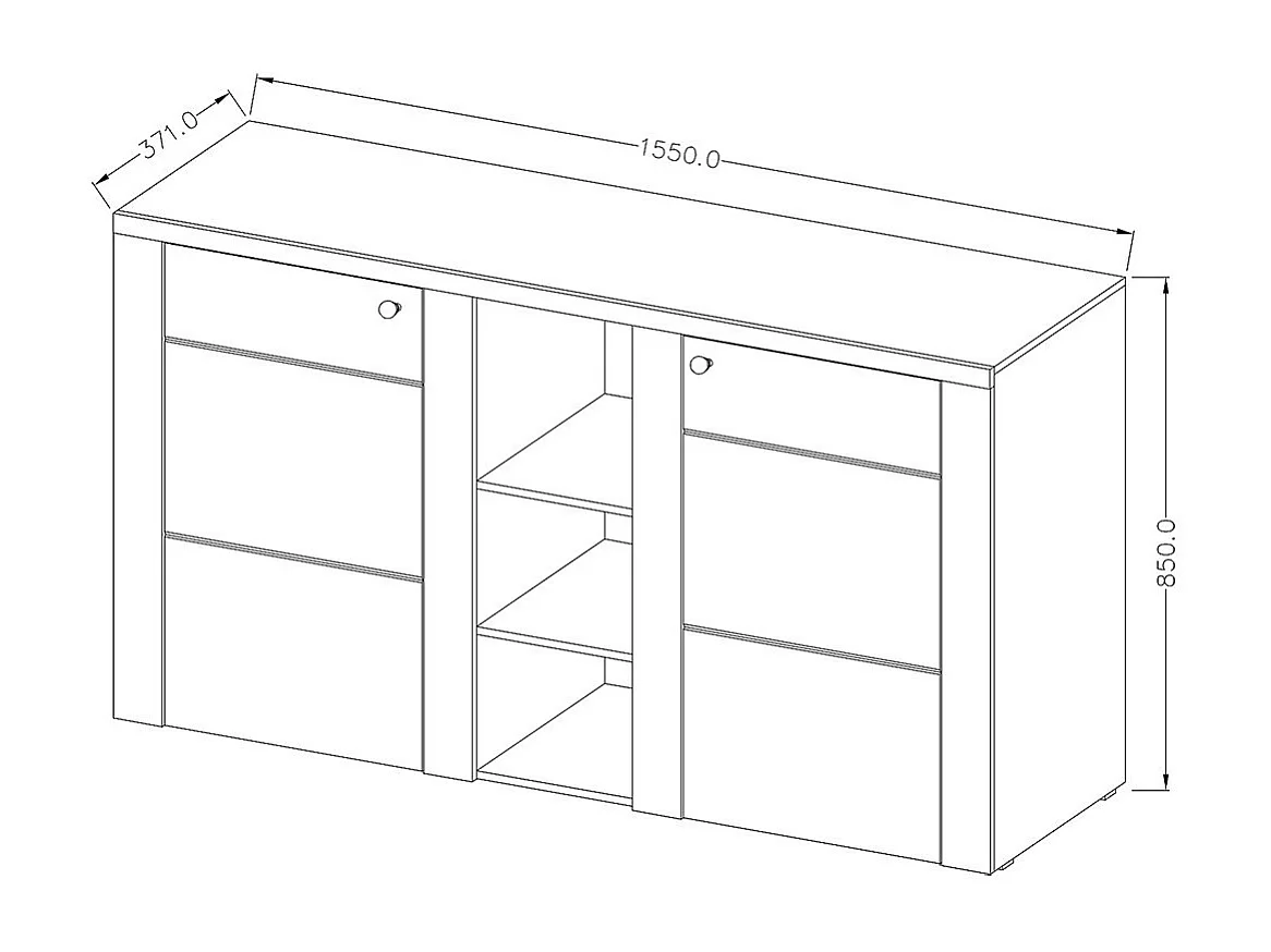 Buffet design 155cm pour salon couleur noyer et noir effet bois collection SANTIAGO.