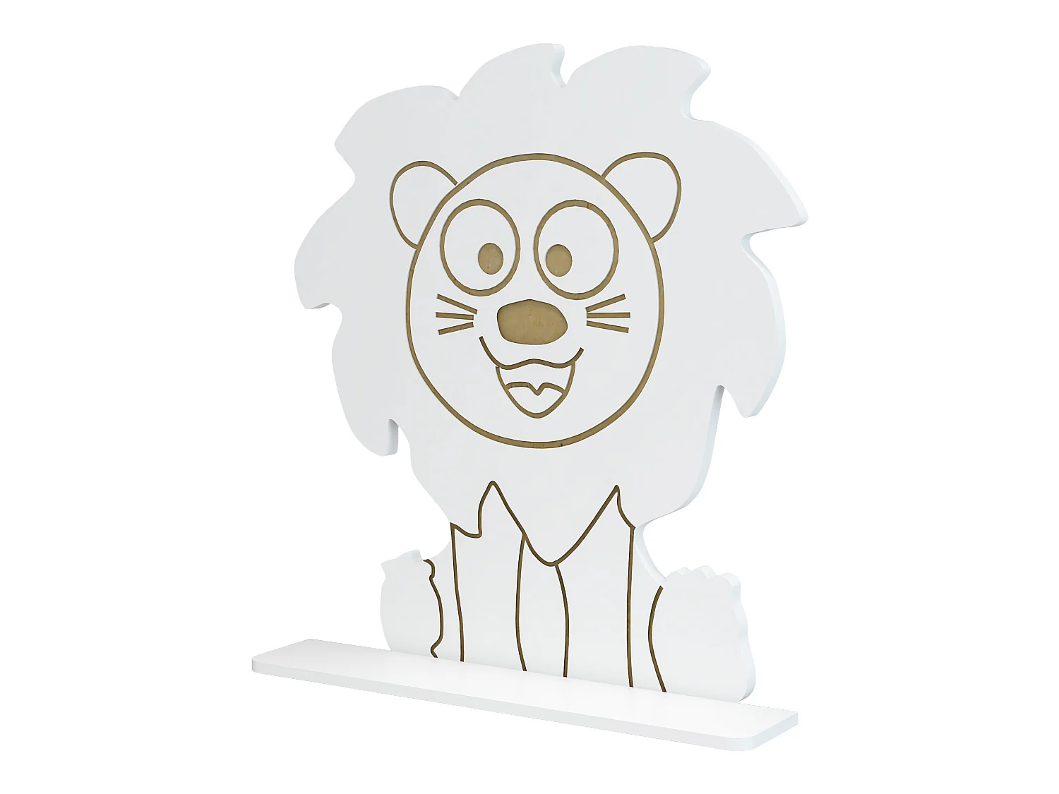Étagère murale Korsør pour enfant forme lion 60 x 55 x 11 blanc [en.casa]