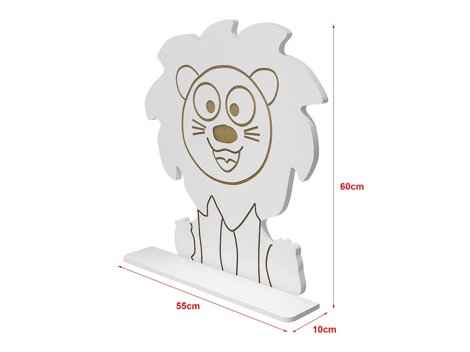 Étagère murale Korsør pour enfant forme lion 60 x 55 x 11 blanc [en.casa]