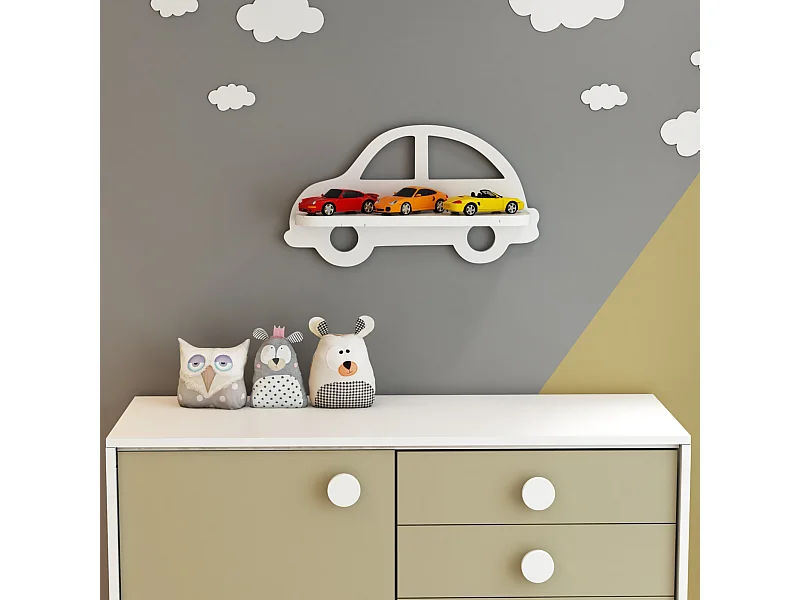 Étagère murale Skanderborg pour chambre d’enfant 21 x 40 x 10,8 cm forme voiture [en.casa]