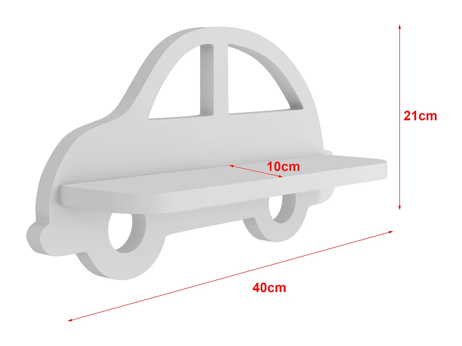 Étagère murale Skanderborg pour chambre d’enfant 21 x 40 x 10,8 cm forme voiture [en.casa]