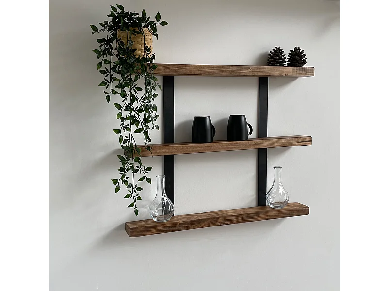 Étagère murale Morsø à 3 niveaux 60 x 75 x 8,5 cm pin lasuré [en.casa]