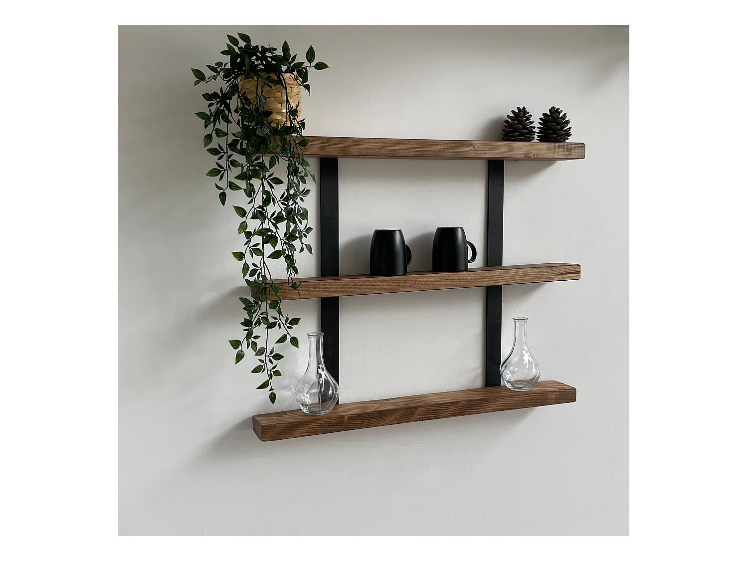 Étagère murale Morsø à 3 niveaux 60 x 75 x 8,5 cm pin lasuré [en.casa]