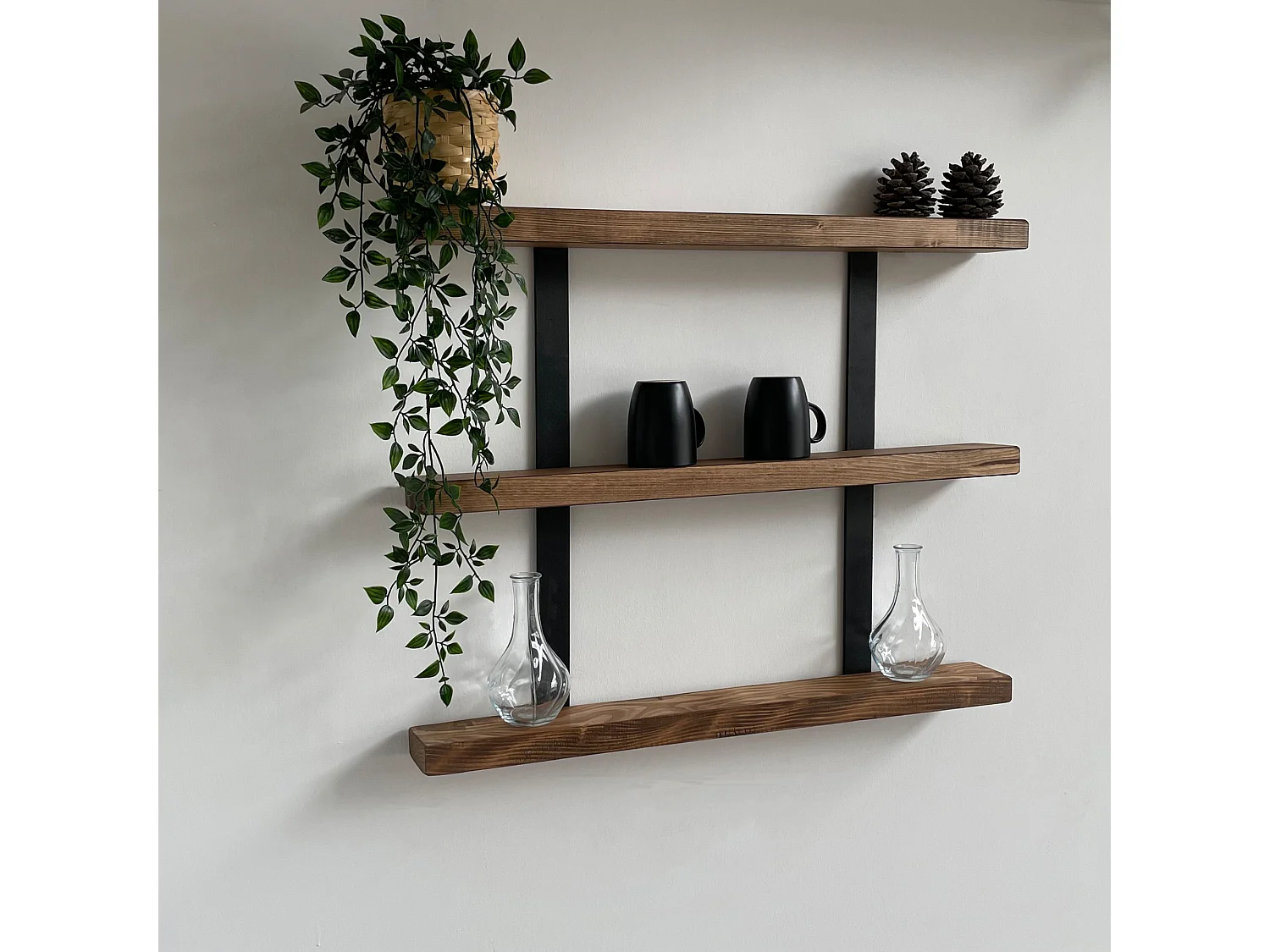 Étagère murale Morsø à 3 niveaux 60 x 75 x 8,5 cm pin lasuré [en.casa]