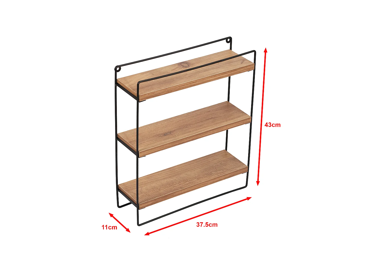 Étagère murale Skovbo à 3 niveaux 43 x 37,5 x 11 cm noir effet bois [en.casa]