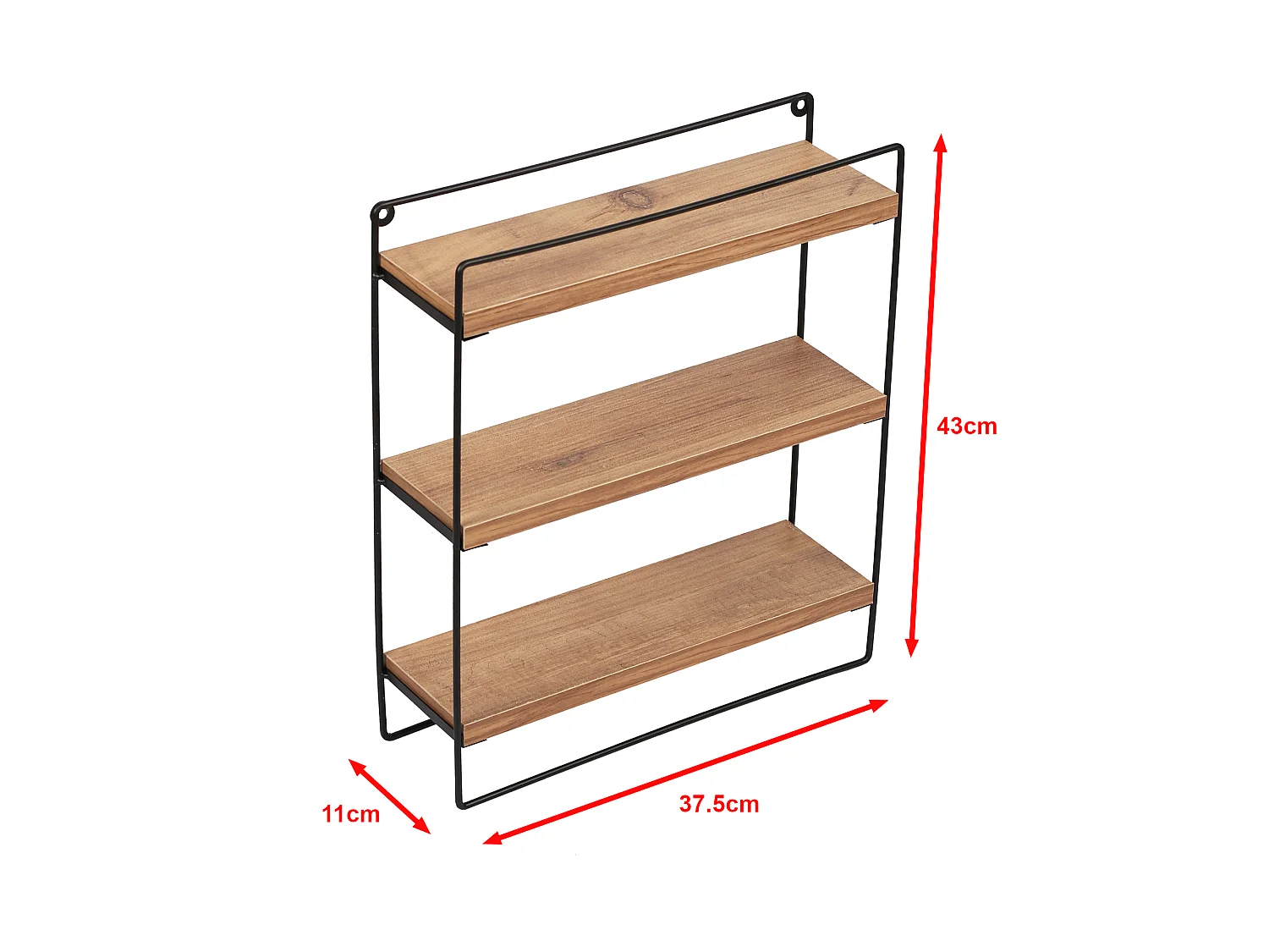 Étagère murale Skovbo à 3 niveaux 43 x 37,5 x 11 cm noir effet bois [en.casa]