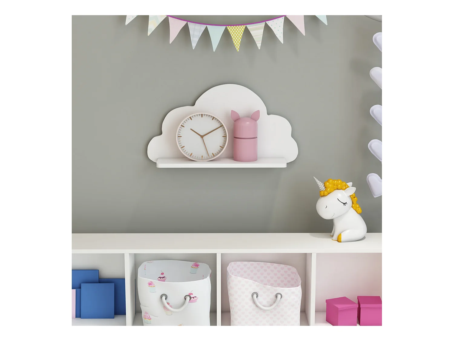 Étagère murale Skanderborg pour chambre d’enfant 25 x 45 x 10,8 cm forme nuage [en.casa]