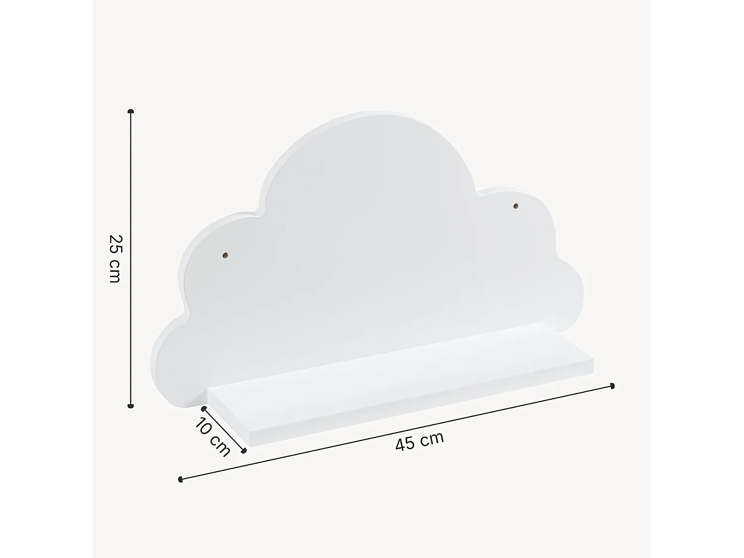 Étagère murale Skanderborg pour chambre d’enfant 25 x 45 x 10,8 cm forme nuage [en.casa]