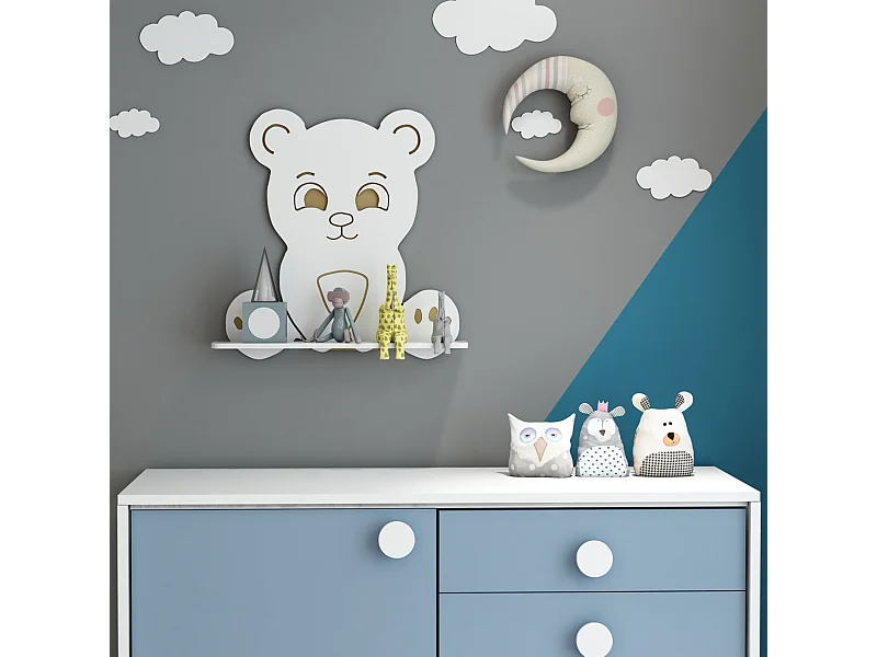 Étagère murale Korsør pour enfant forme ours 50 x 46 x 11 blanc [en.casa]