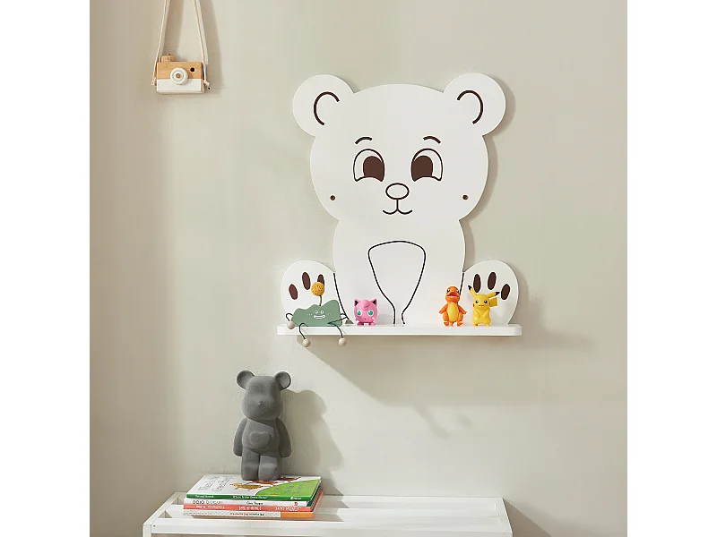 Étagère murale Korsør pour enfant forme ours 50 x 46 x 11 blanc [en.casa]